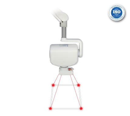 Dispositivo Centrador Q100 Vet diseñado para complementar equipo de rayos X veterinaria portátil en estudios radiográficos veterinarios. 